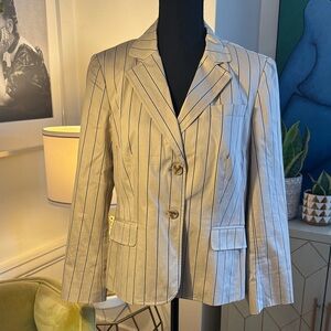 Talbots Cream Blazer with Navy Pinstripes
